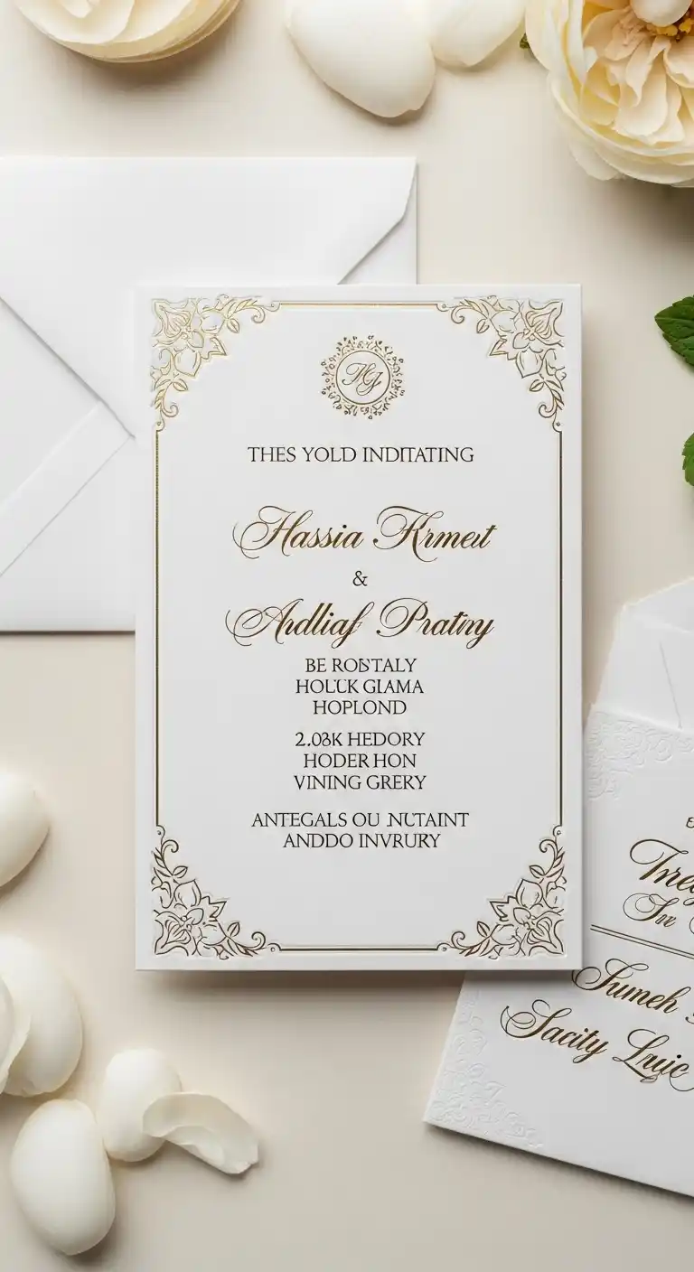 27 Stunning Traditional Wedding Invitations for Any Theme 5 1. Classic White and Gold Embossed Invitations