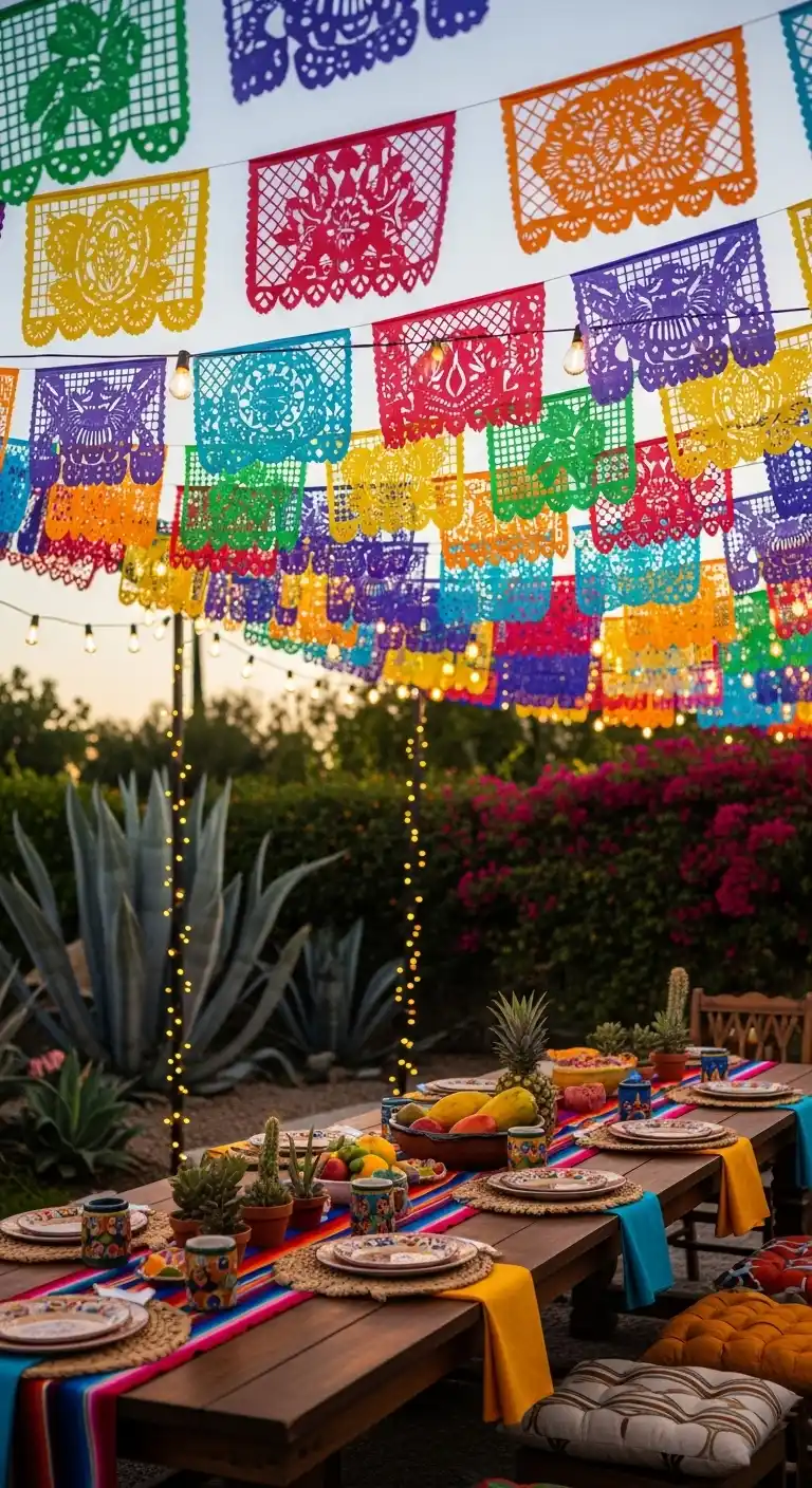 Fiesta Party Decorations: 19 Bright Ideas for a Vibrant Bash 5 1. Colorful Paper Banners (Papel Picado)