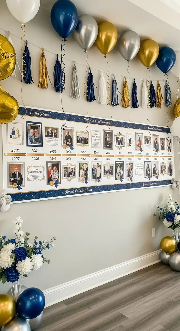 Retirement Party Decorations: 21 Stylish Ideas to Try 5 1. Custom Photo Timeline Wall