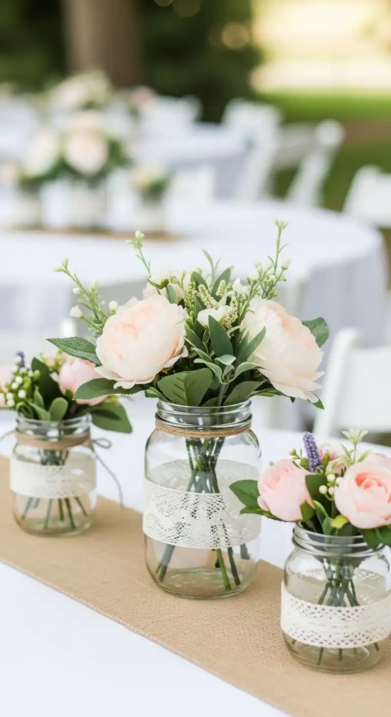 17 DIY Wedding Decorations That Wow Your Guests 5 1. DIY Floral Mason Jar Centerpieces