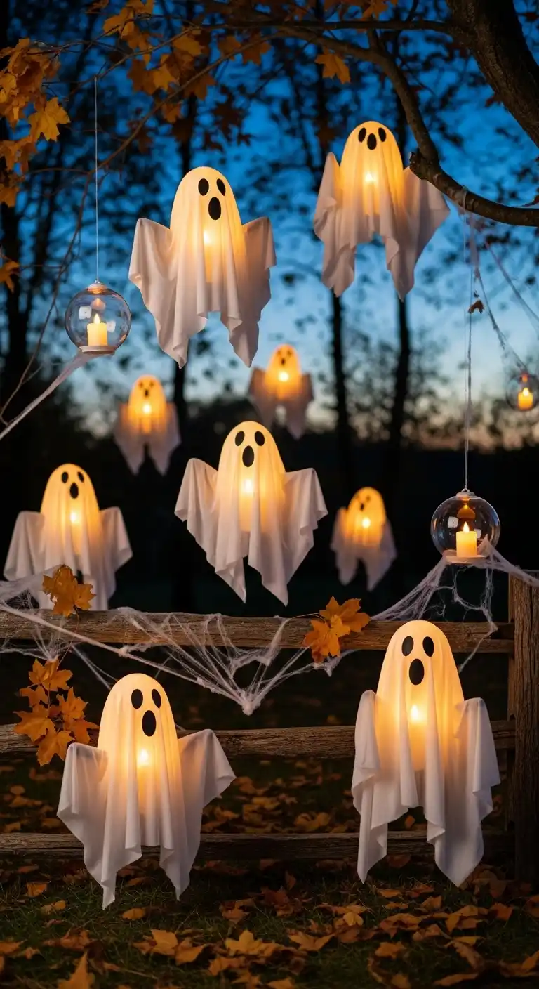 23 DIY Halloween Party Decor Ideas for a Festive Look 5 1. Spooky Floating Ghost Lanterns