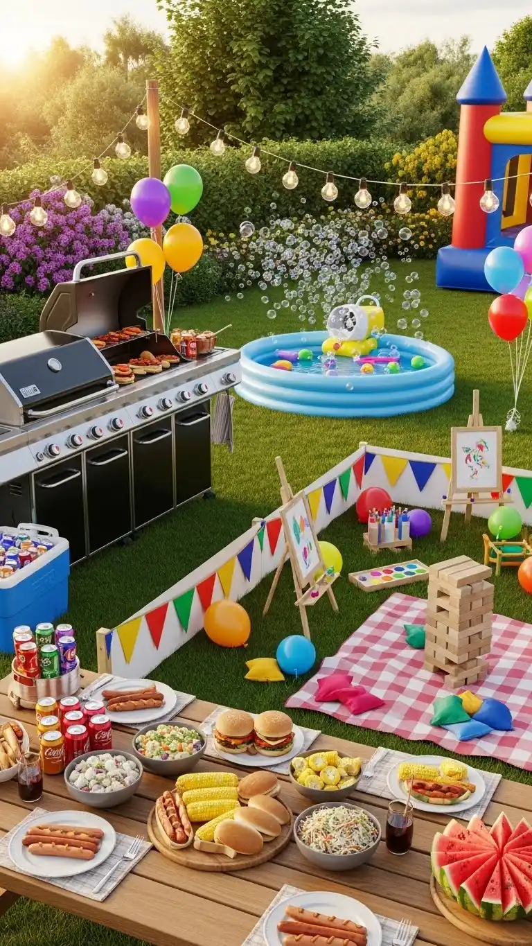 17 Fun Backyard BBQ Party Ideas for a Memorable Day 14 10. Backyard BBQ Party Ideas With a Kids’ Interactive Activity Area