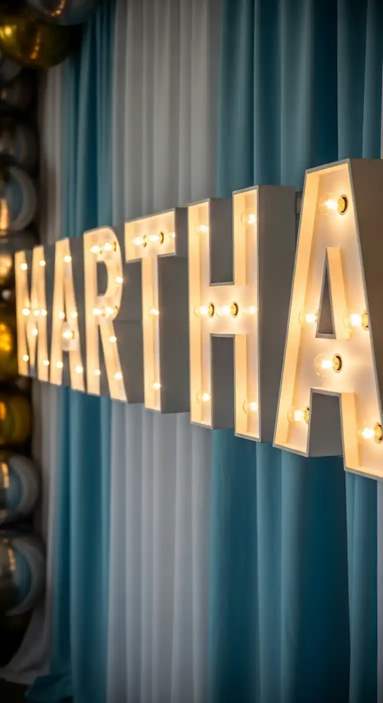 19 Bright & Stylish DIY Party Backdrop Inspirations 14 10. Custom Name or Number Marquee Board