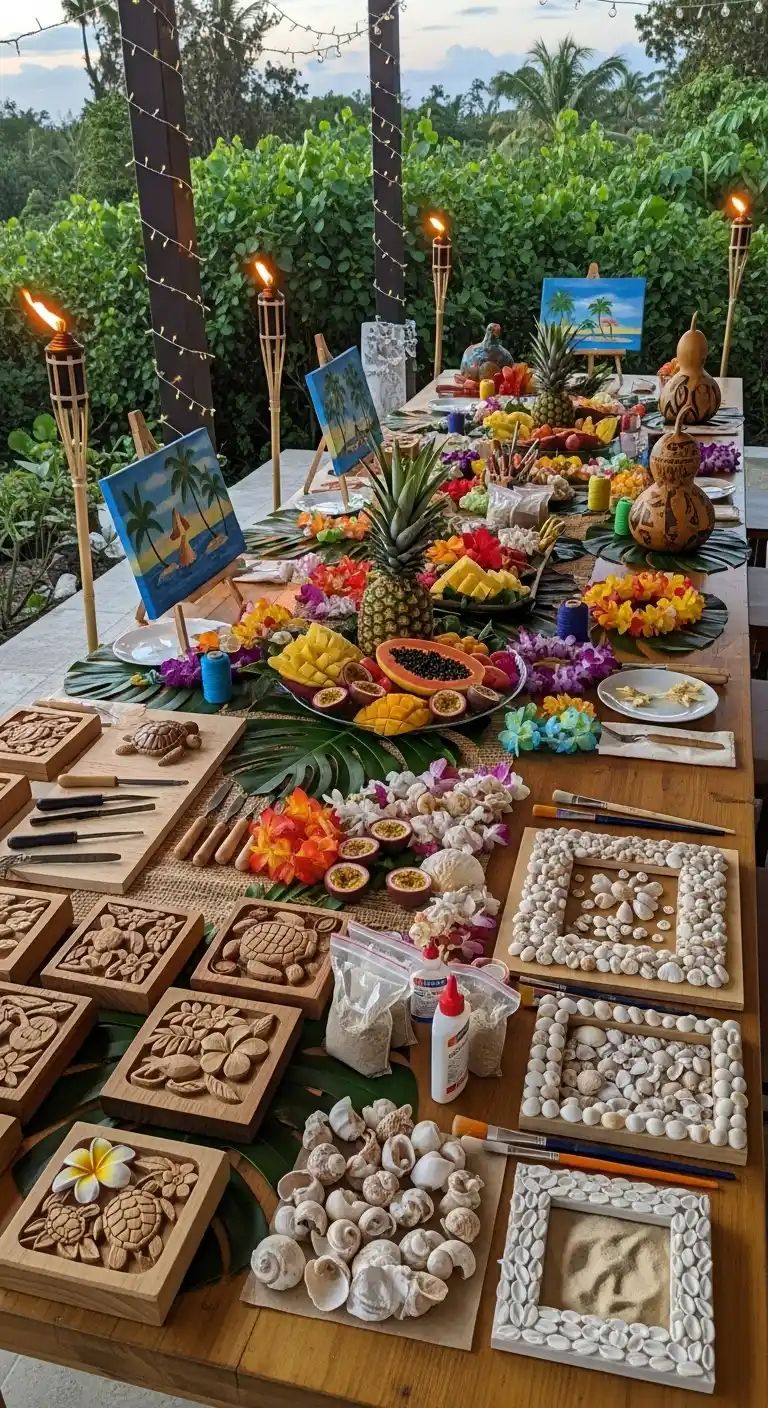 Hawaiian Birthday Party Ideas for Adults: 25 Fun Themes 14 10. Hawaiian Craft Night: Wood Carving, Shell Art, and More