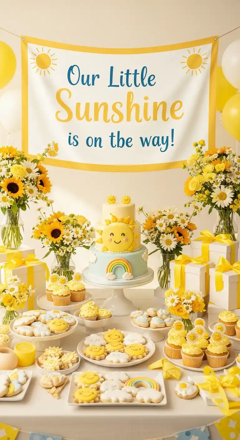 25 Girl Baby Shower Themes That Feel Fresh and Magical 14 10. Little Sunshine Theme