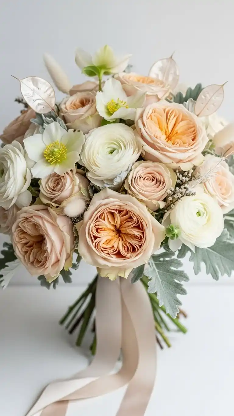 23 Gorgeous Luxury Wedding Bouquets You’ll Adore 14 10. Soft Champagne-Tone Rose Arrangement