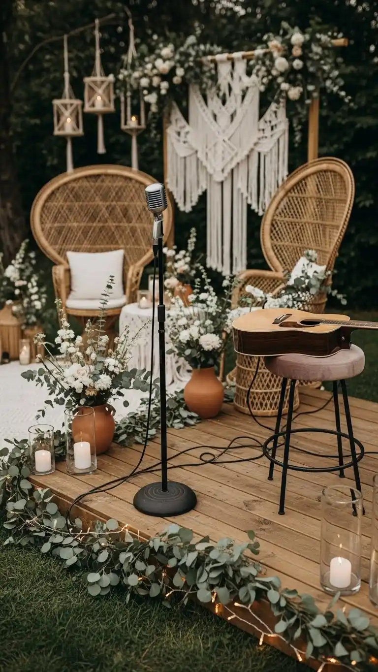 Beautiful Backyard Wedding Ideas on a Budget 15 11. Acoustic Music Setups for Natural Ambiance