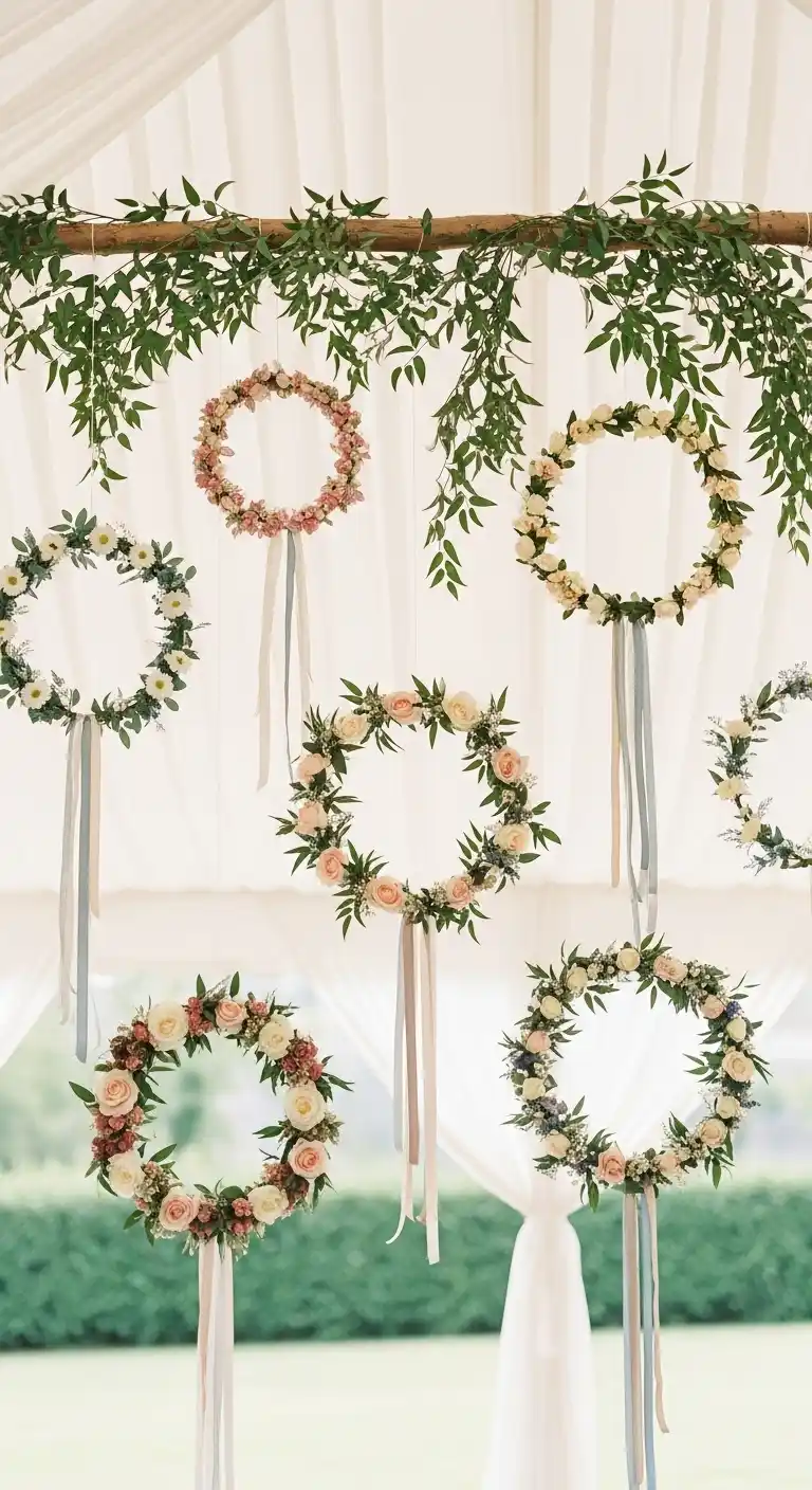 17 DIY Wedding Decorations That Wow Your Guests 15 11. DIY Hanging Floral Hoops