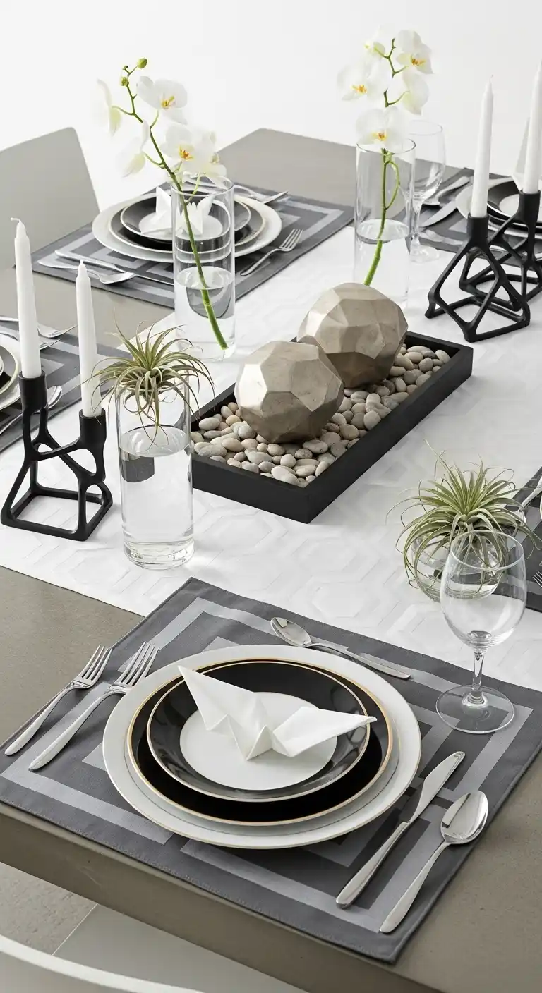 19 Easy Dinner Party Table Settings Inspirations 15 11. Geometric Patterns and Modern Table Settings