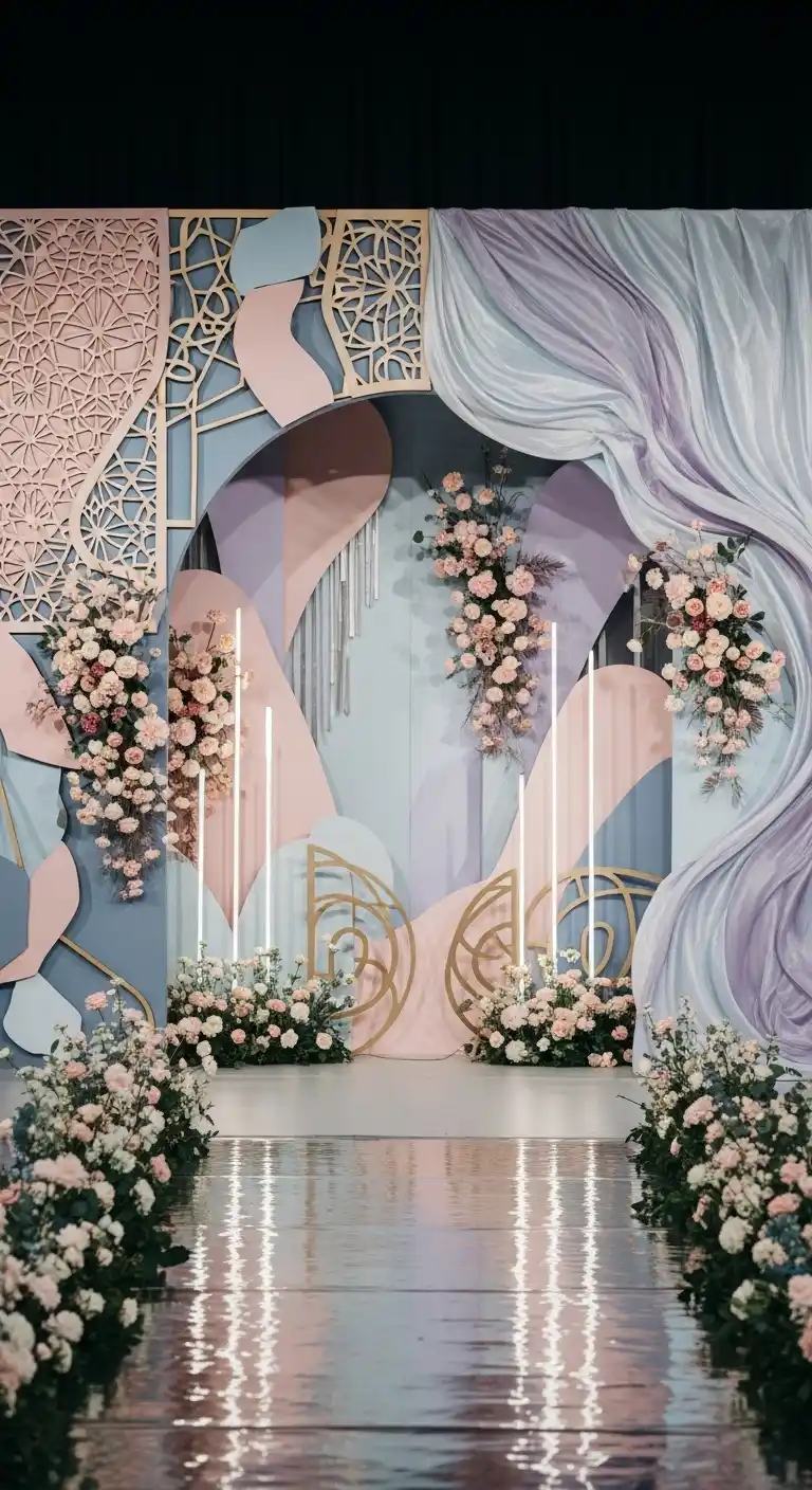 Modern Wedding Ideas: 19 Fresh & Stylish Inspirations 15 11. Immersive Ceremony Backdrops with Artistic Flair