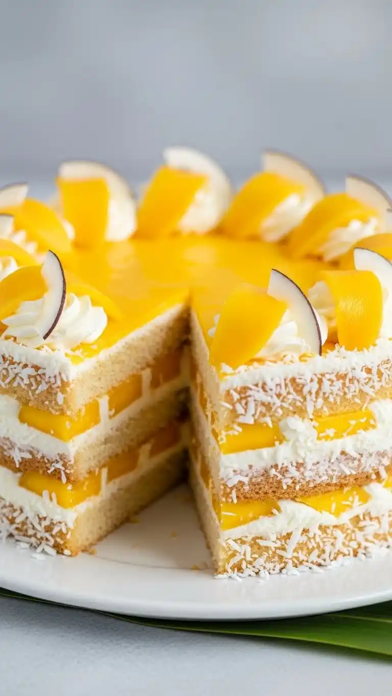 Fathers Day Cake Ideas: 21 Treats Dad Will Love 15 11. Mango Coconut Cake with Bright Tropical Layers