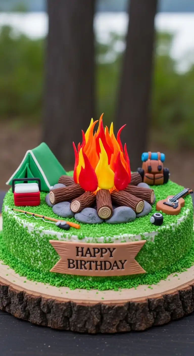 21 Easy & Cool Birthday Cake Ideas for Men 15 11. Outdoor Camping Cake