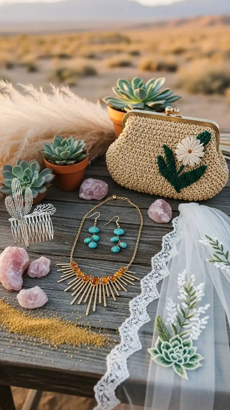 Desert Wedding Ideas That Bring Elegant, Rustic Charm to Your Big Day 16 12. Desert-Inspired Bridal Accessories