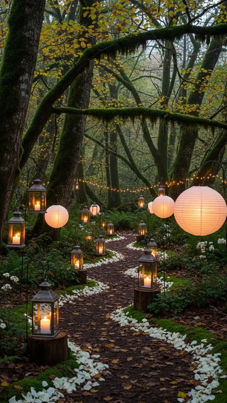 Forest Wedding Ideas: 25 Ways to Celebrate Amid Nature 16 12. Elegant Forest Lantern Trails