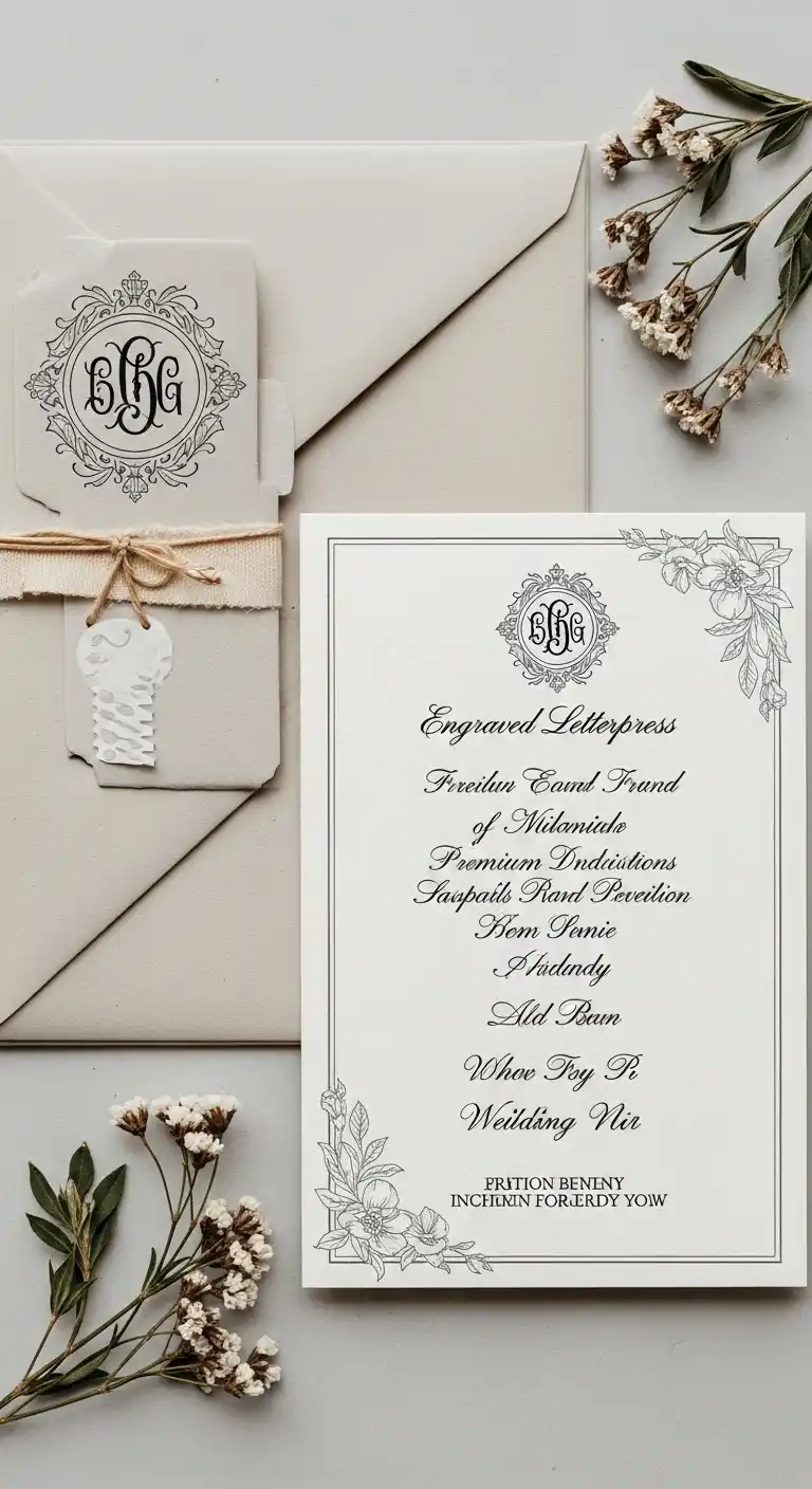 27 Stunning Traditional Wedding Invitations for Any Theme 16 12. Engraved Letterpress Invitations