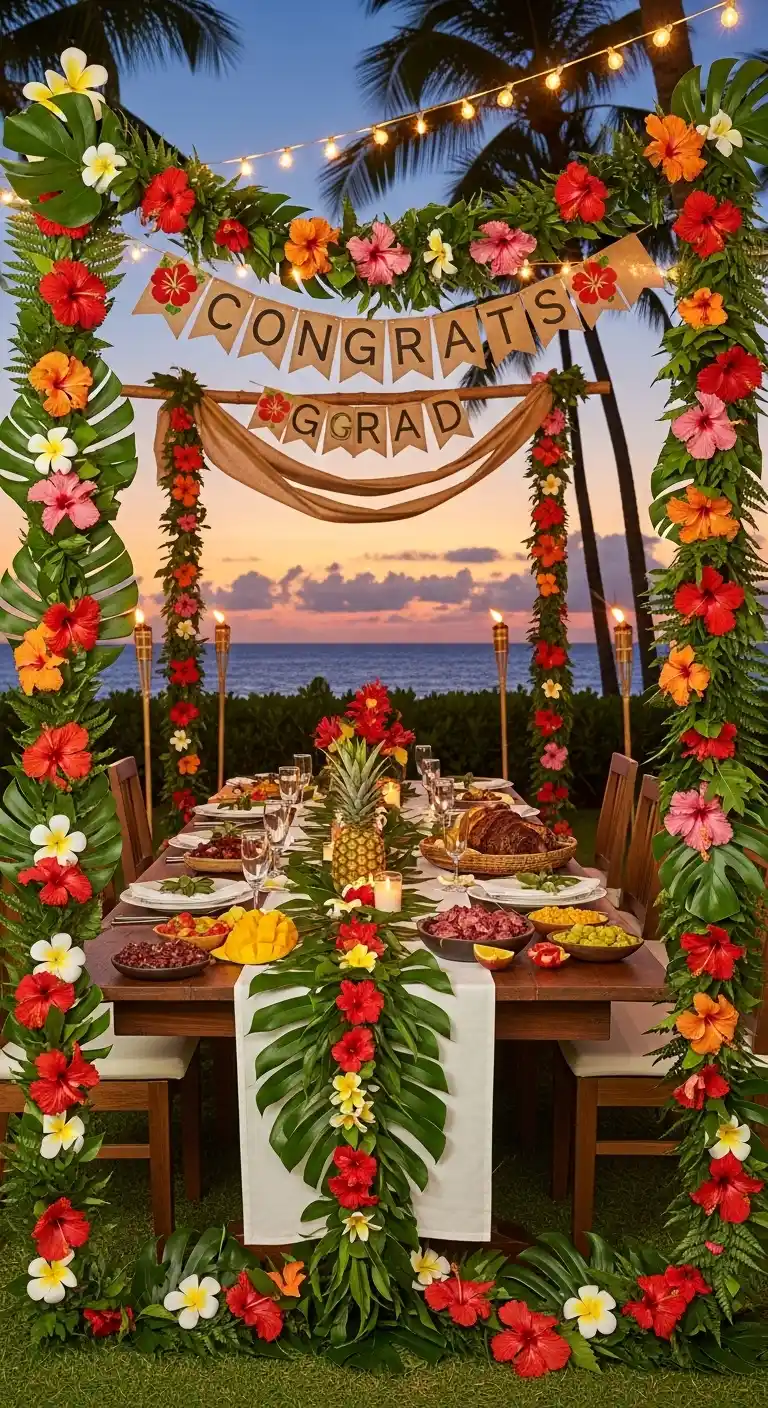 25 Hawaiian Graduation Party Ideas for a Fun Celebration 16 12. Fresh Garland Decorations