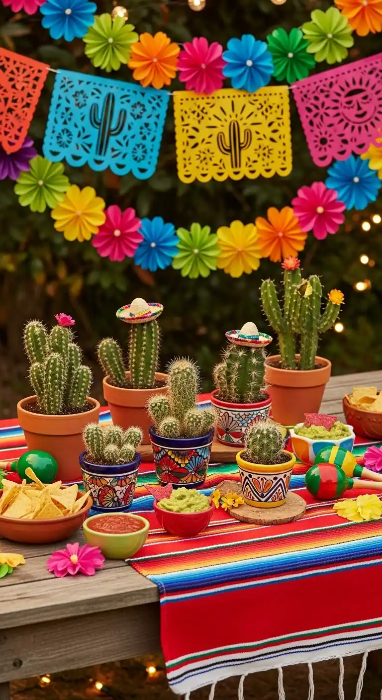 Fiesta Party Decorations: 19 Bright Ideas for a Vibrant Bash 16 12. Mini Cactus Decorations