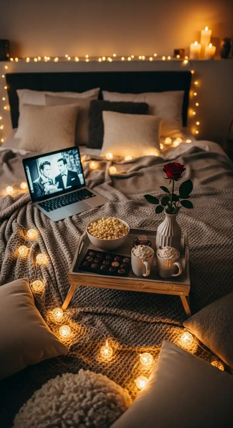 25 Simple + Stylish Movie Night Party Ideas 16 12. Romantic Movie Night