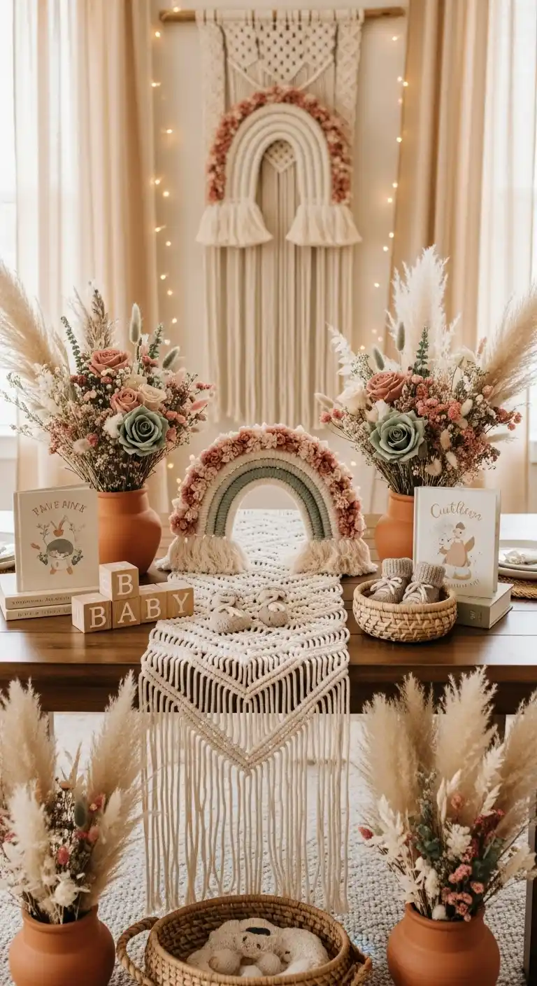 25 Girl Baby Shower Themes That Feel Fresh and Magical 17 13. Boho Rainbow Neutral Theme