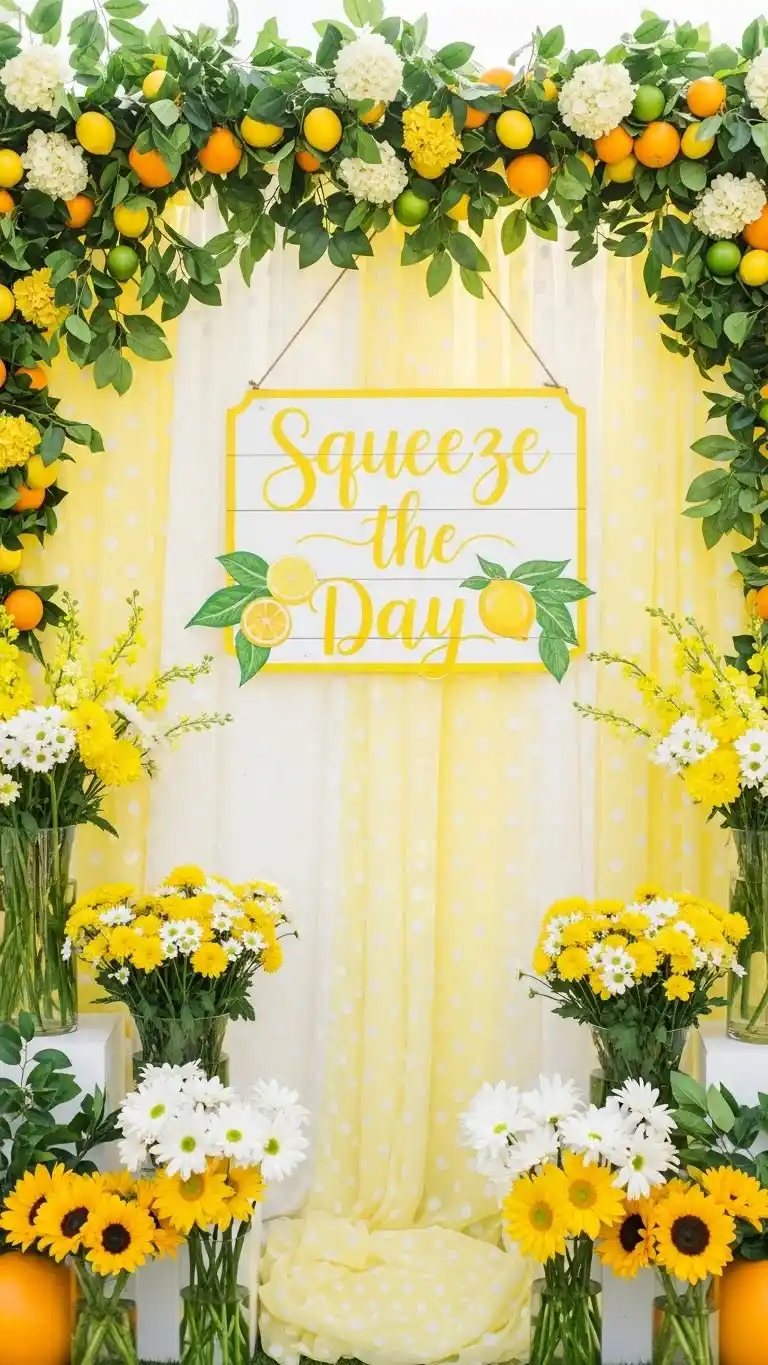 Lemon Themed Party Ideas: 23 Ways to Celebrate in Style 17 13. Citrus-Themed Party Backdrop