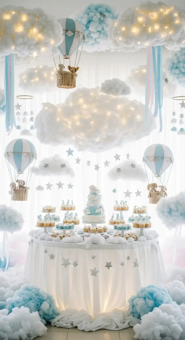 Adorable Baby Shower Theme Ideas You’ll Love 17 13. Cloud Nine Dreamy Baby Shower