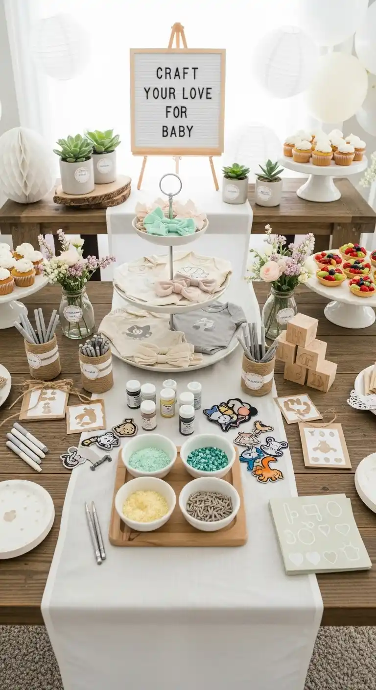 23 Elegant Neutral Baby Shower Ideas for a Perfect Day 17 13. DIY Craft-Focused Baby Shower