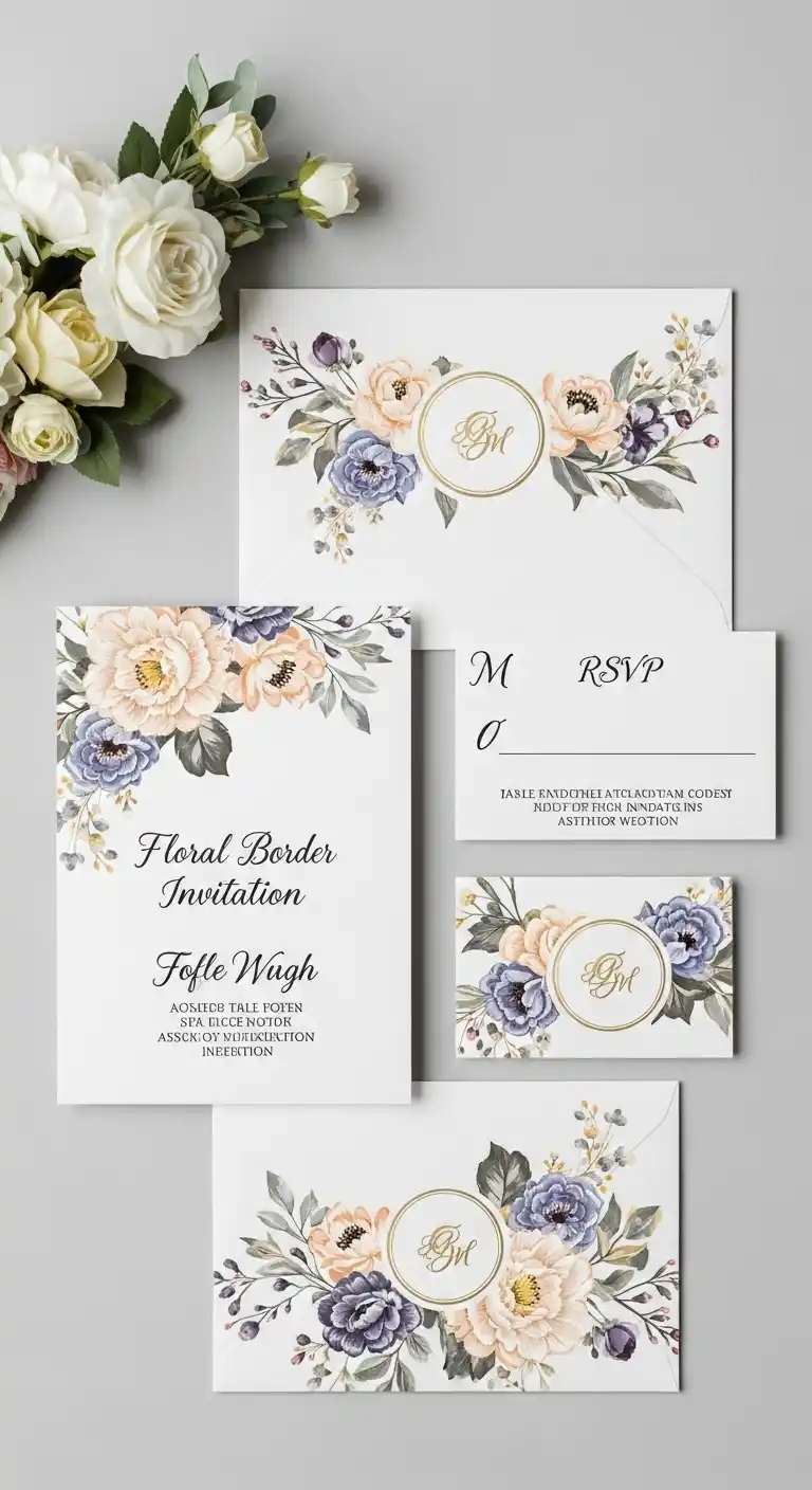 27 Stunning Traditional Wedding Invitations for Any Theme 17 13. Floral Border Invitations