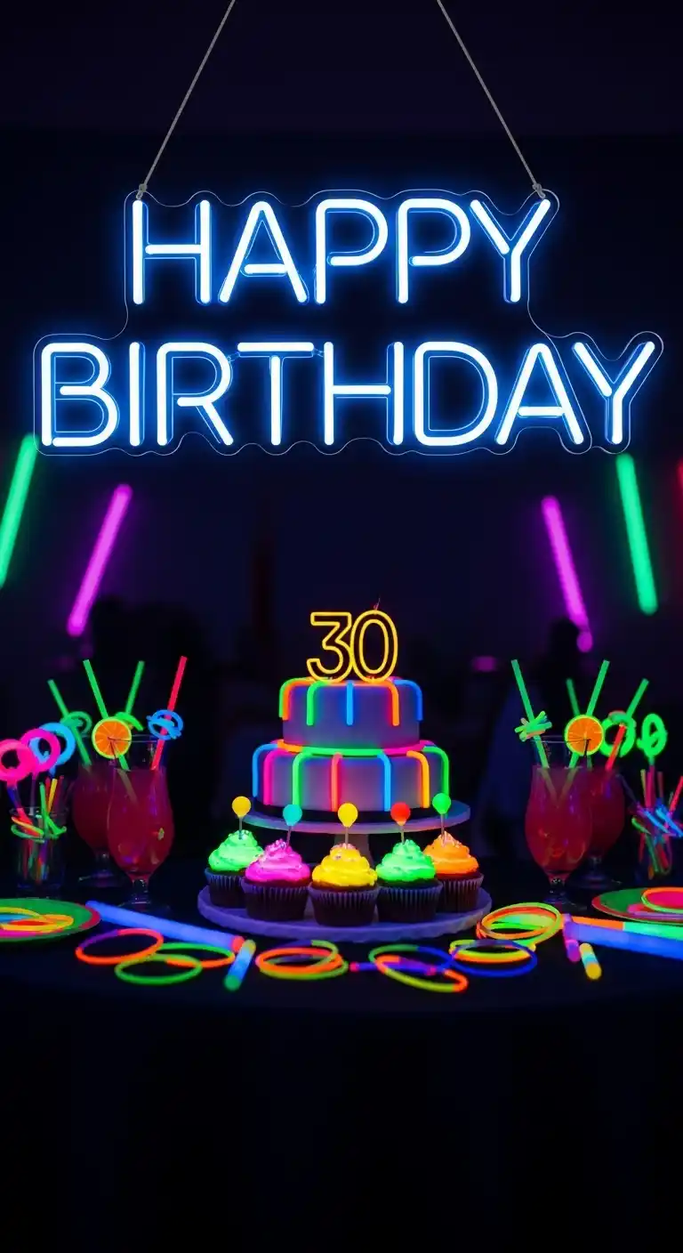 Adult Birthday Party Themes: 17 Fun Ideas to Try 17 13. Glowing Neon Birthday Theme