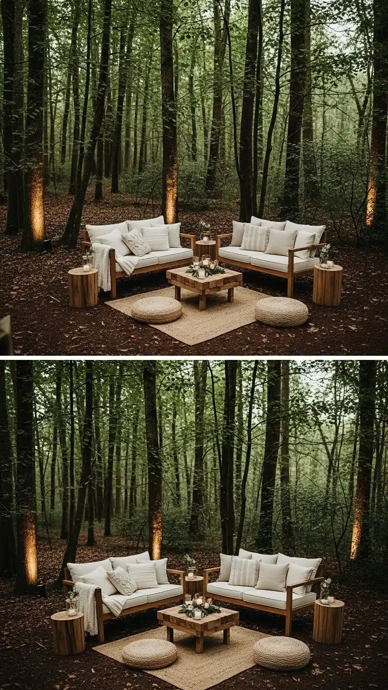 Forest Wedding Ideas: 25 Ways to Celebrate Amid Nature 18 14. Cozy Forest Lounge Corners