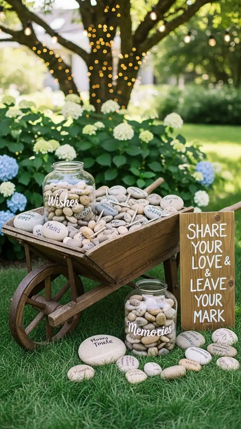 Beautiful Backyard Wedding Ideas on a Budget 18 14. Creative Outdoor Guestbook Alternatives