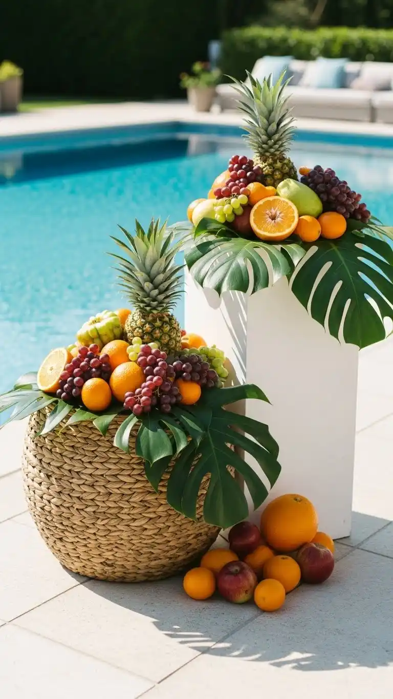 17 Poolside Wedding Ideas That Shine 18 14. Fresh Fruit Displays for a Vibrant Decorative Accent