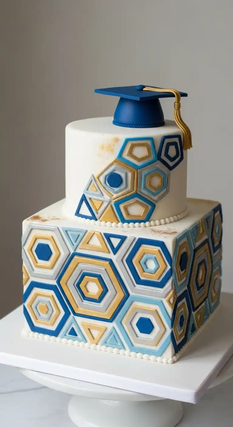 Graduation Cake Ideas: 27 Sweet & Stylish Picks 18 14. Geometric Design Graduation Cake