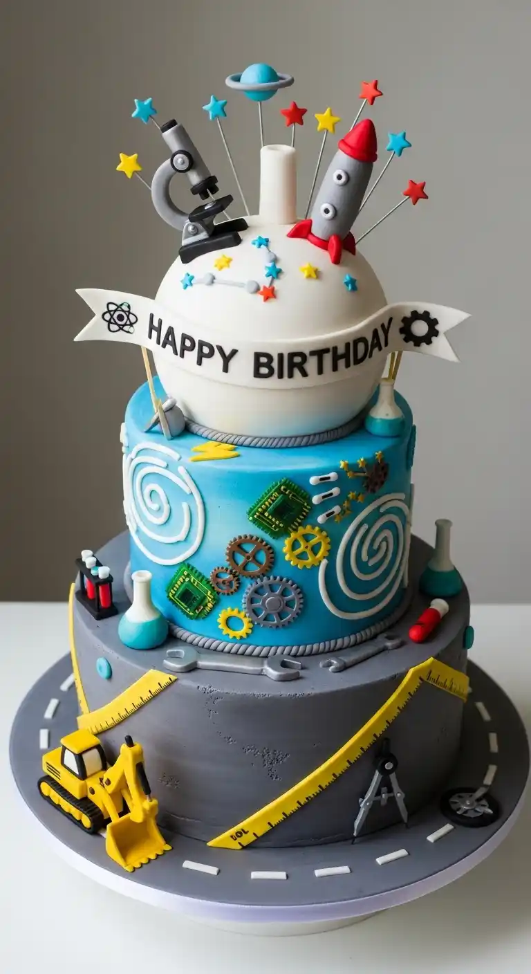 21 Easy & Cool Birthday Cake Ideas for Men 18 14. Science and Engineering Cake