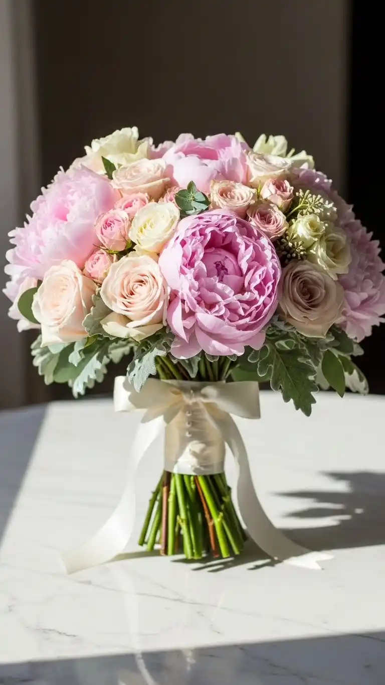 23 Gorgeous Luxury Wedding Bouquets You’ll Adore 18 14. Soft Pink Peony & Rose Couture Mix