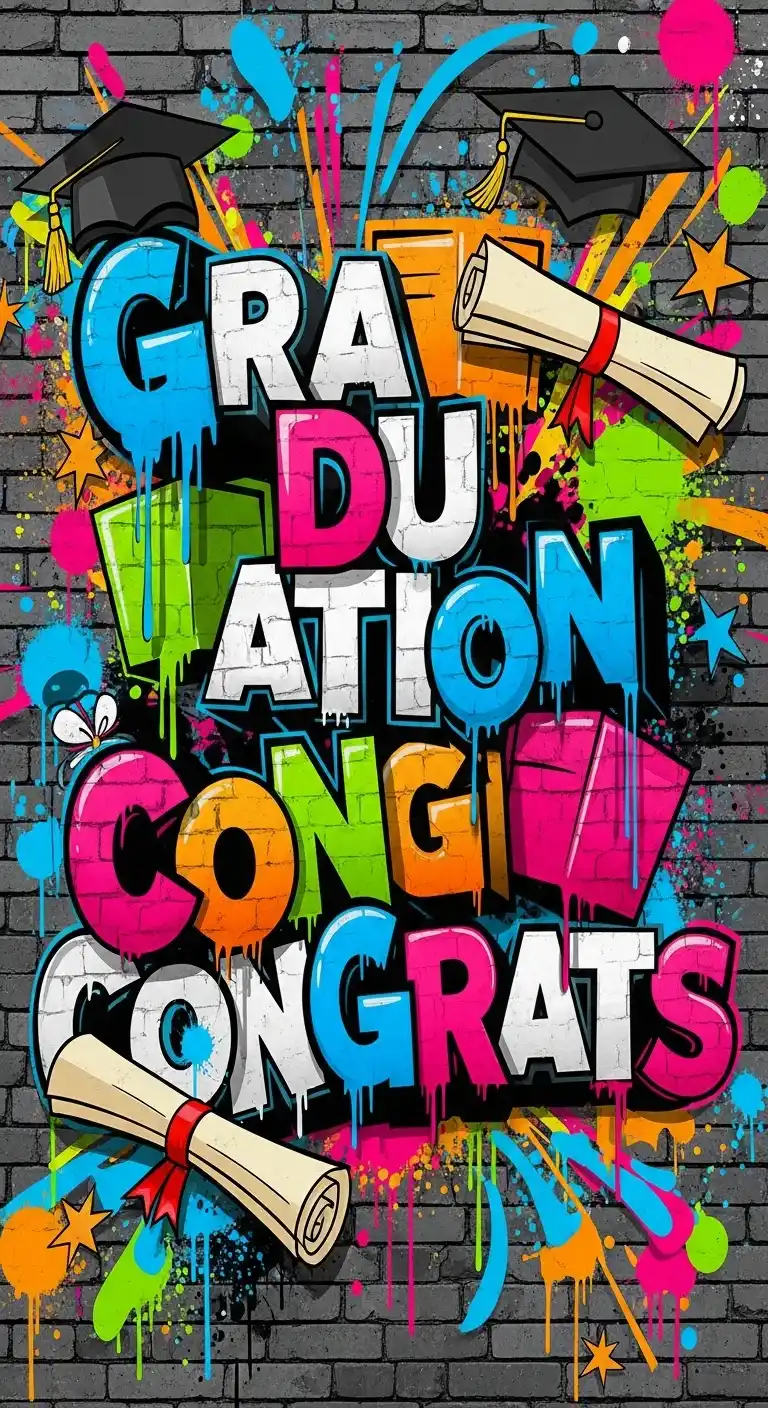 21 Stylish Graduation Party Backdrops for Any Theme 18 14. Urban Graffiti-Inspired Backdrop