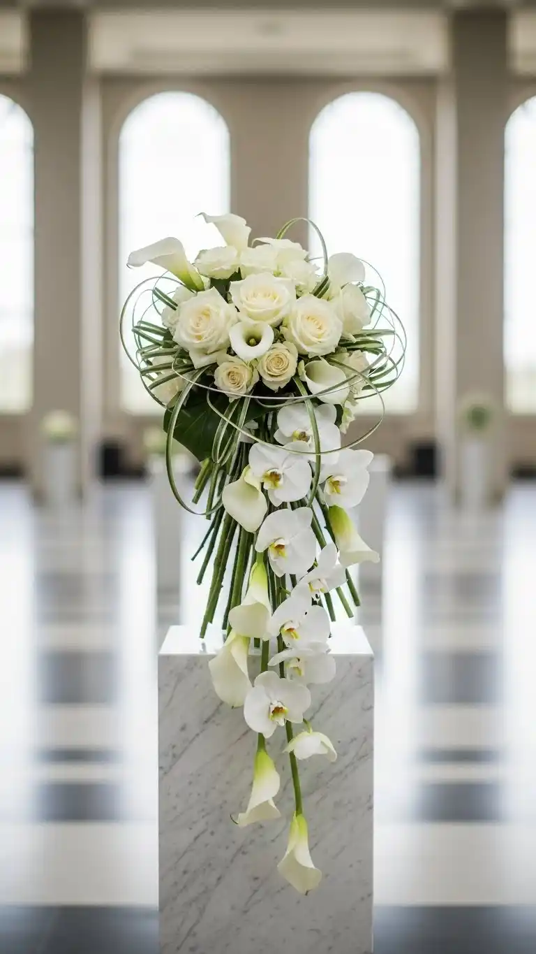 23 Gorgeous Luxury Wedding Bouquets You’ll Adore 19 15. Architectural Bouquet With Long-Stem Roses