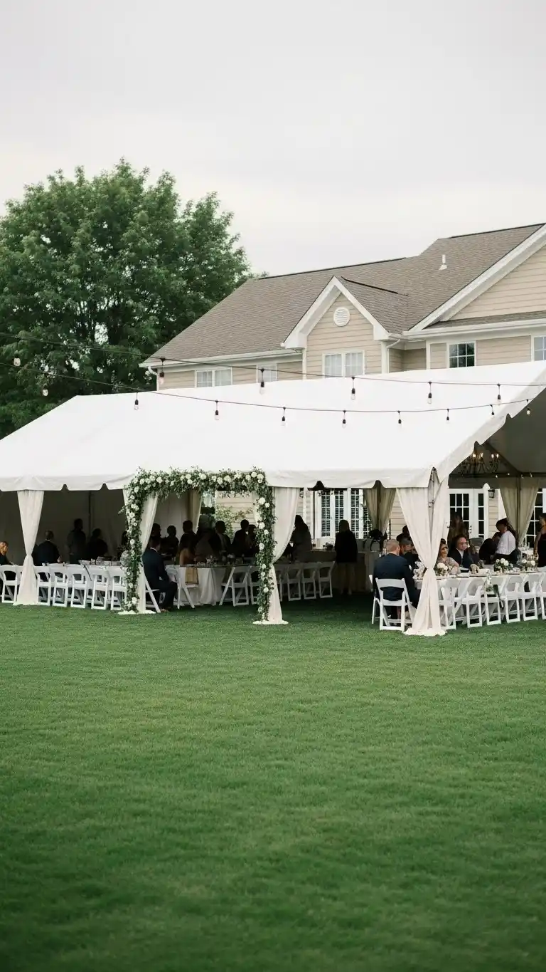 Beautiful Backyard Wedding Ideas on a Budget 19 15. Backyard Tent or Canopy for Style and Comfort