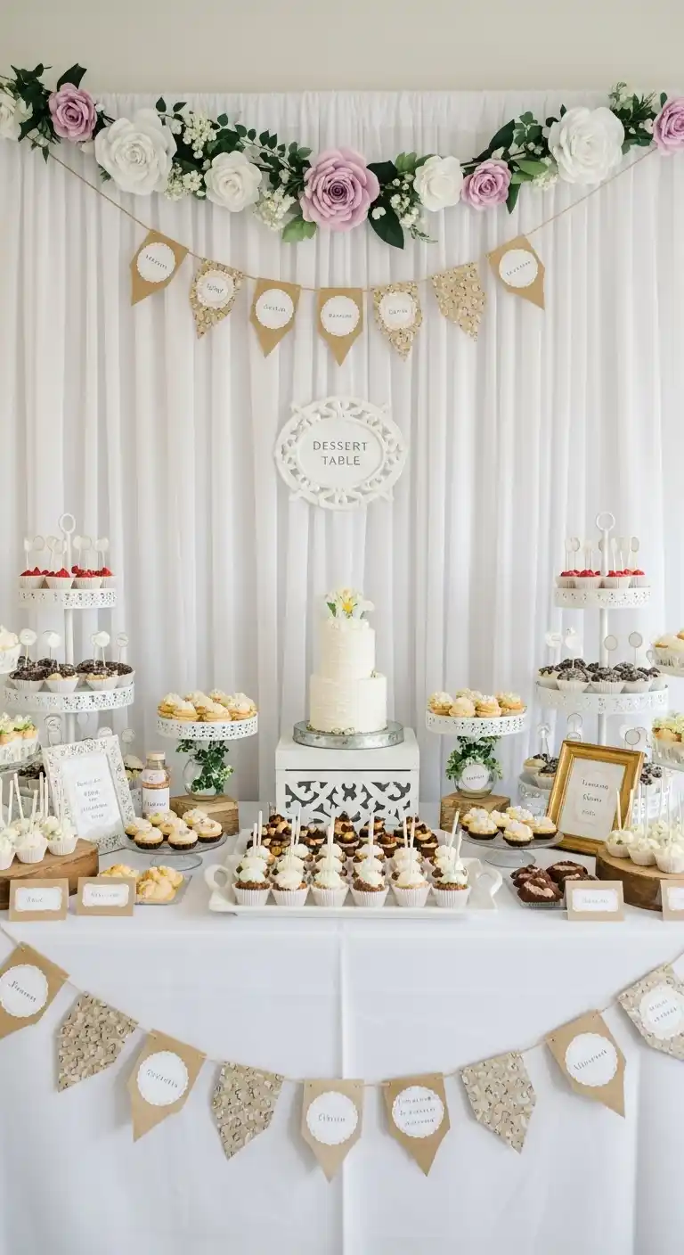 17 DIY Wedding Decorations That Wow Your Guests 19 15. DIY Dessert Table Decorations