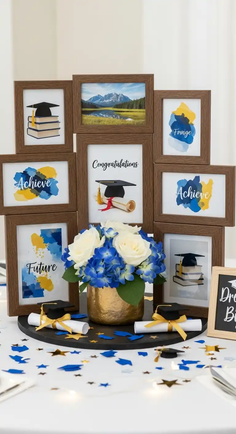 19 Graduation Party Centerpieces Ideas for a Memorable Event 19 15. Picture Frame Collage Centerpiece