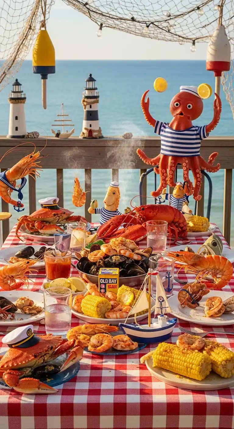 Seafood Boil Party Ideas: 27 Coastal-Inspired Fun Touches 19 15. Playful Nautical Costumes or Dress Code