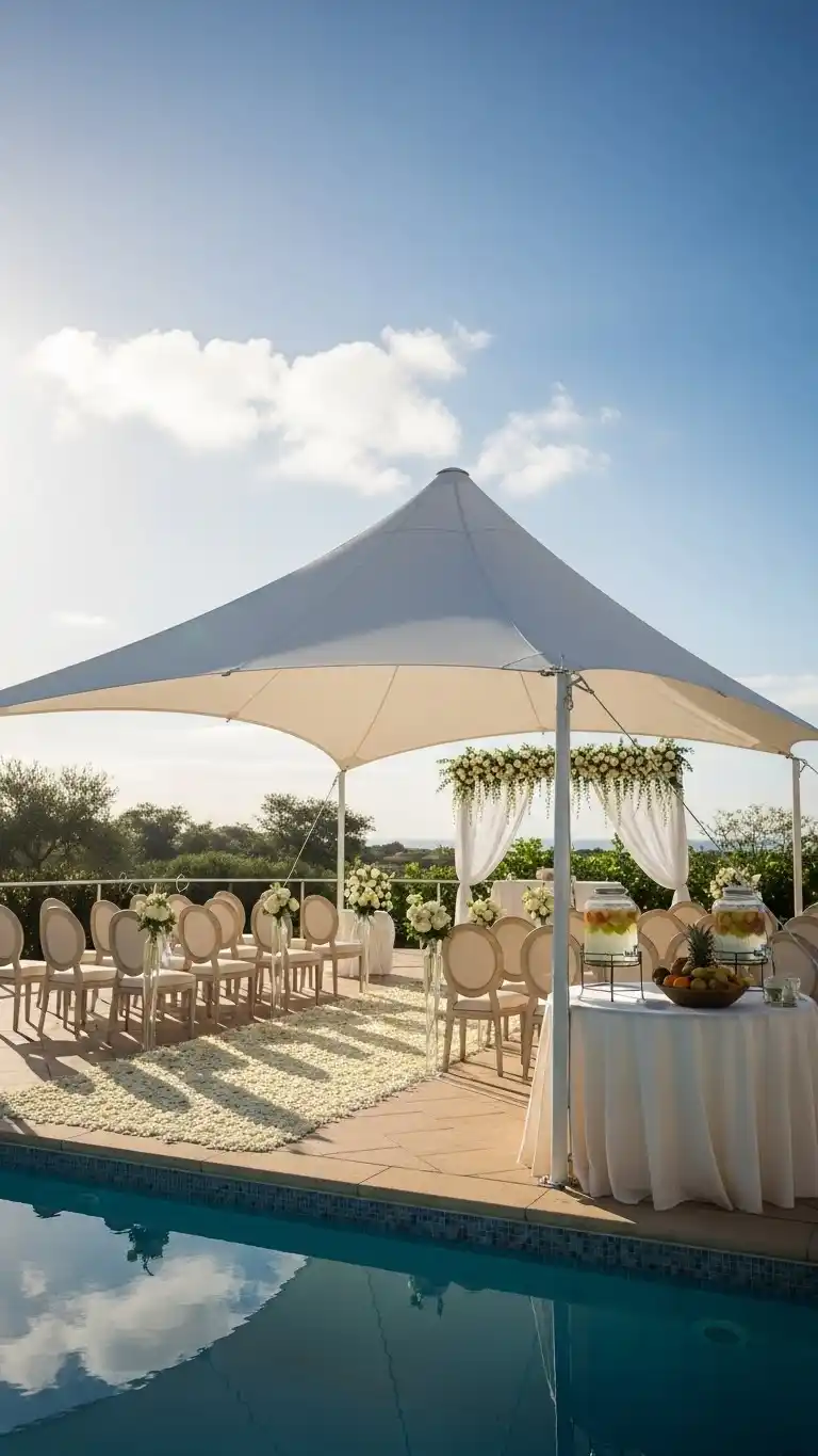 17 Poolside Wedding Ideas That Shine 19 15. Shade-Friendly Ceremony Timelines for Guest Ease