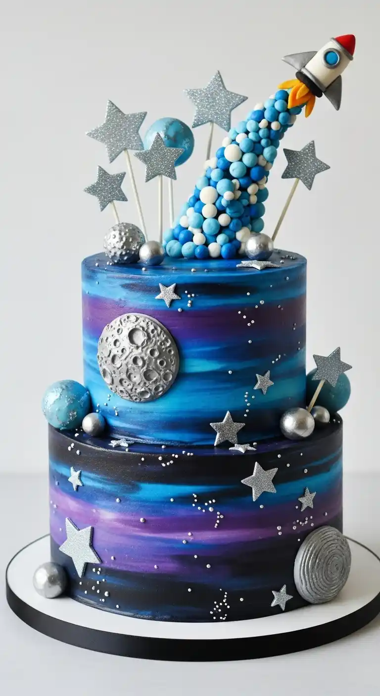 21 Easy & Cool Birthday Cake Ideas for Men 19 15. Space and Galaxy Cake