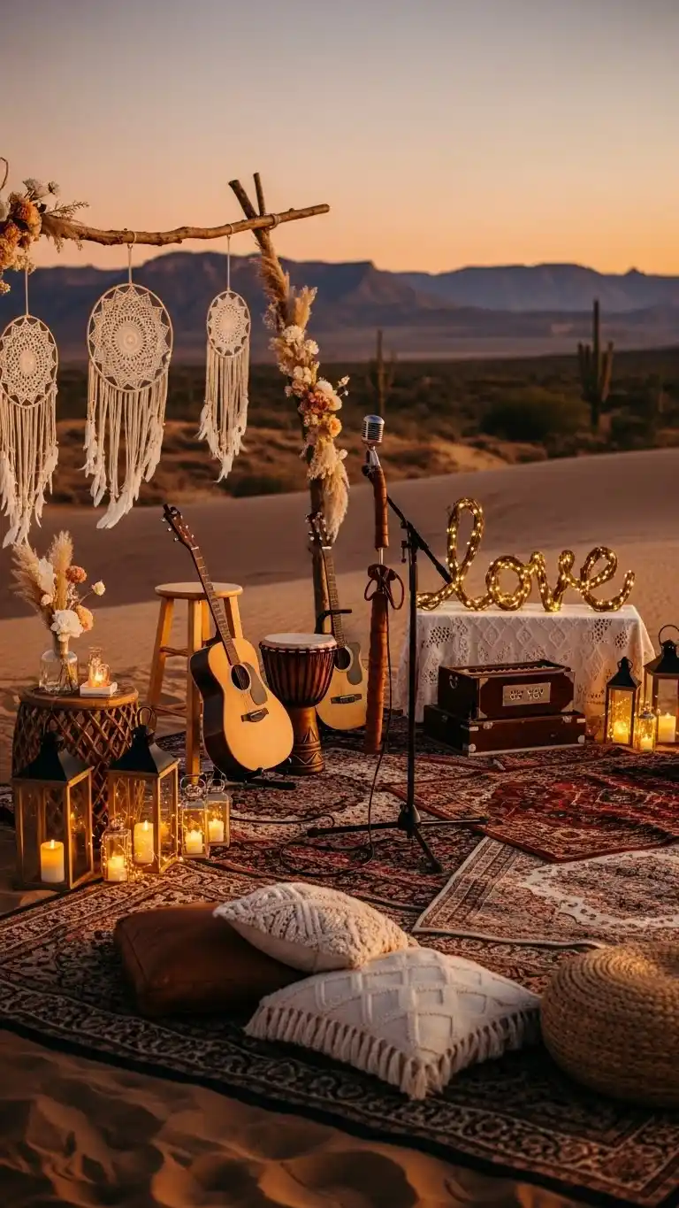Desert Wedding Ideas That Bring Elegant, Rustic Charm to Your Big Day 20 16. Desert Acoustic Music Elements