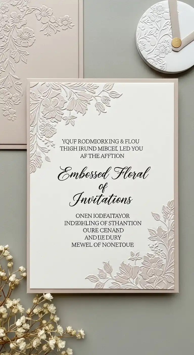 27 Stunning Traditional Wedding Invitations for Any Theme 20 16. Embossed Floral Invitations
