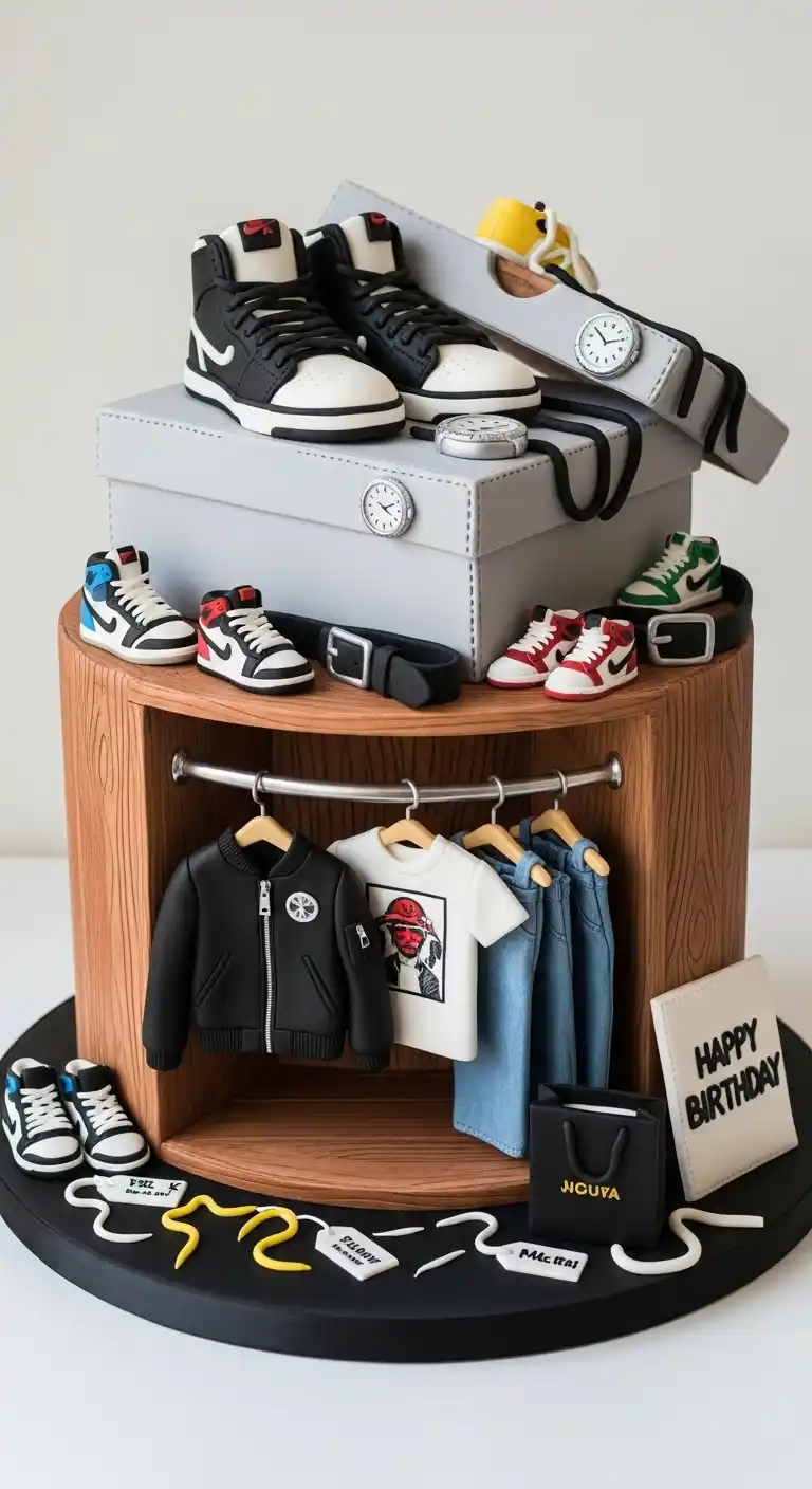 21 Easy & Cool Birthday Cake Ideas for Men 20 16. Fashion and Sneakerhead Cake