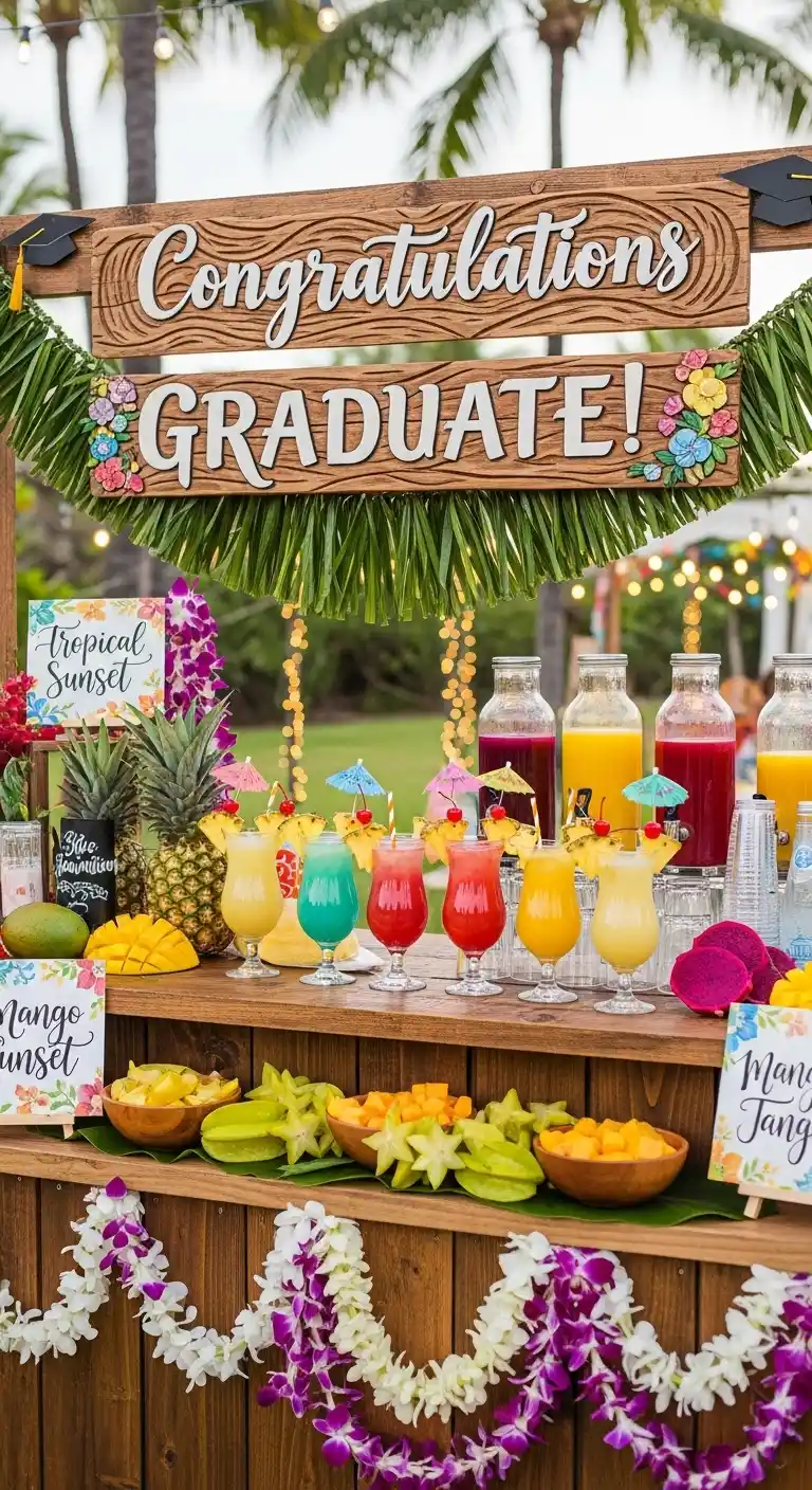 25 Hawaiian Graduation Party Ideas for a Fun Celebration 20 16. Hawaiian-Style Mocktail Bar