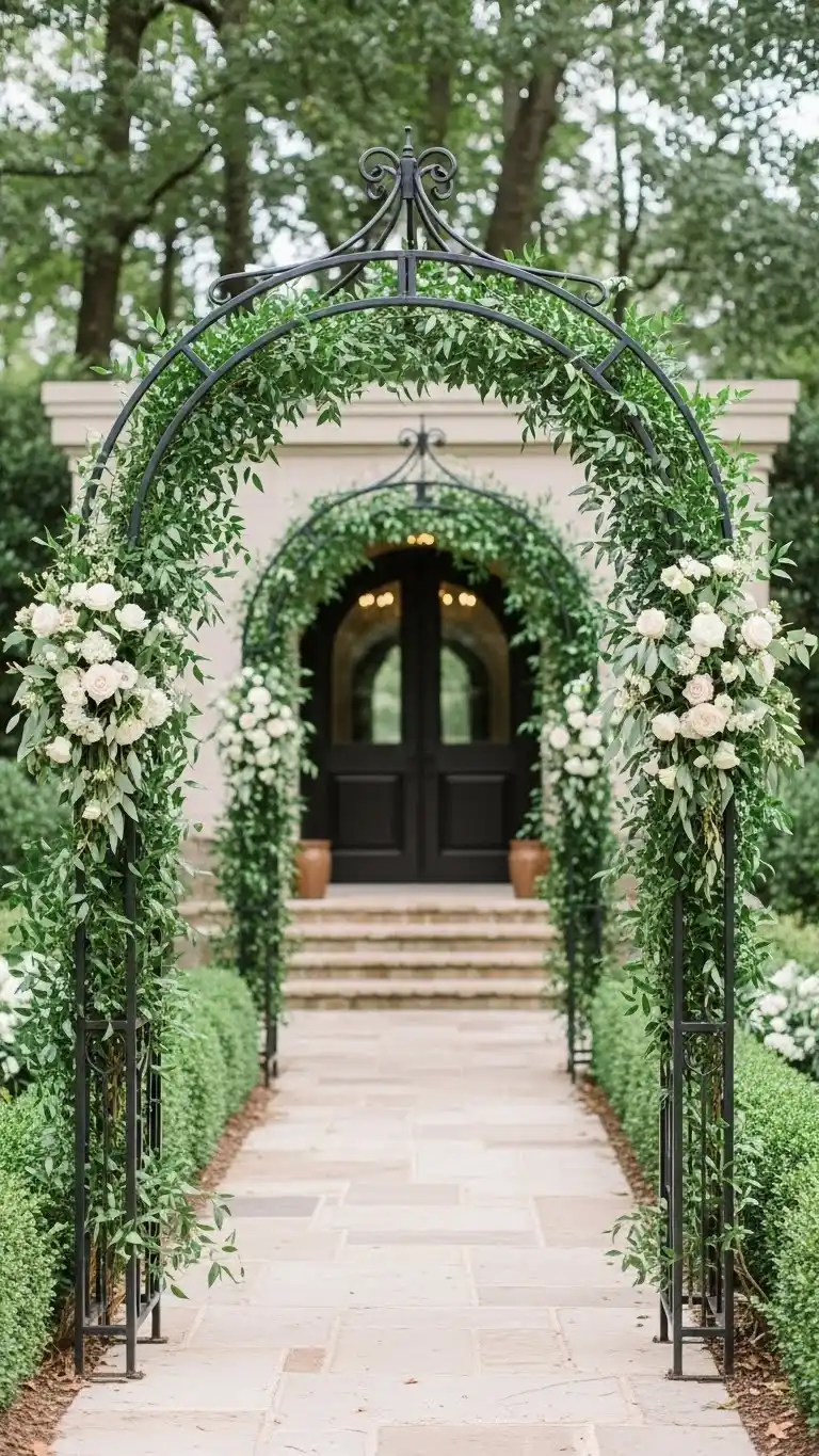 Beautiful Outdoor Wedding Entrances You’ll Love 20 16. Iron Archway Wrapped in Vines