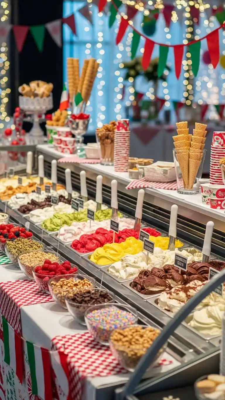 Italian Party Ideas: 19 Ways to Celebrate in Style 20 16. Italian Gelato Bar Celebration