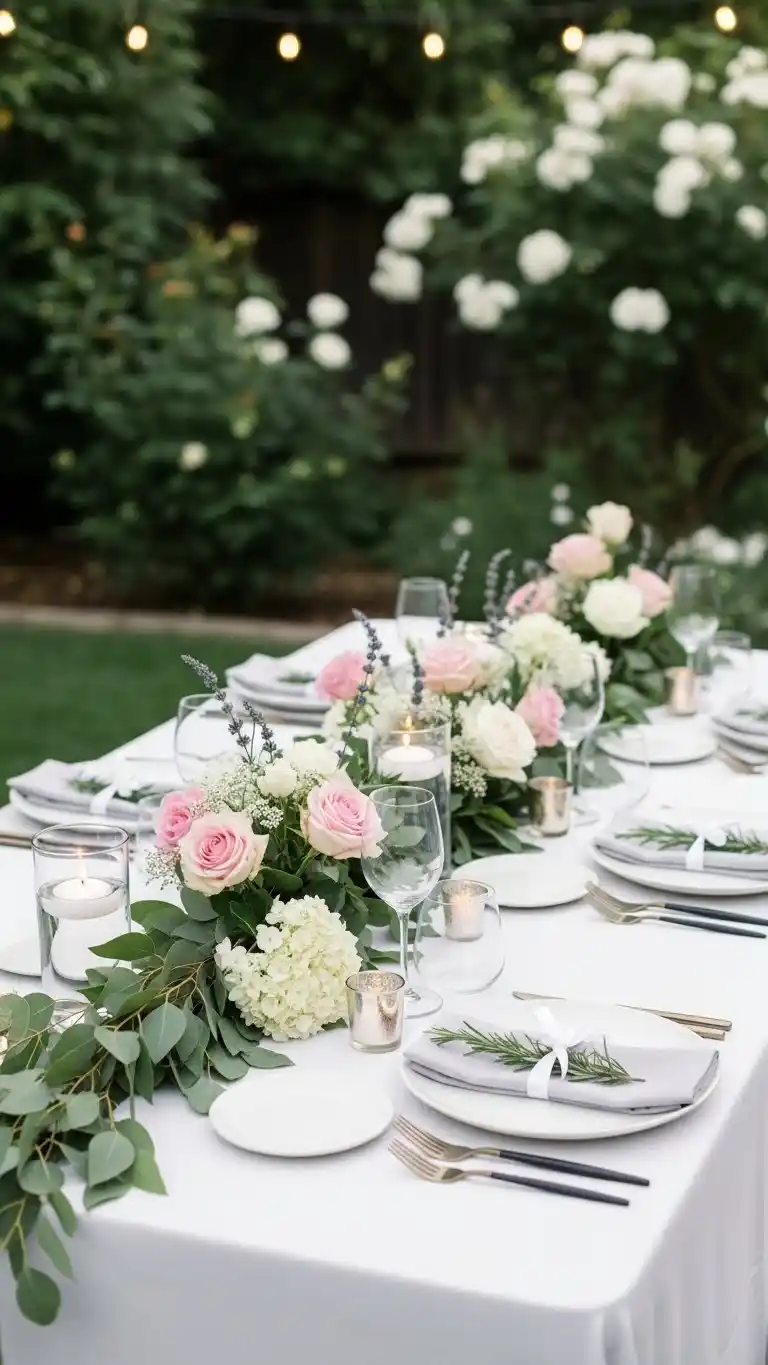 Beautiful Backyard Wedding Ideas on a Budget 20 16. Minimalist Tablescape Using Seasonal Blooms