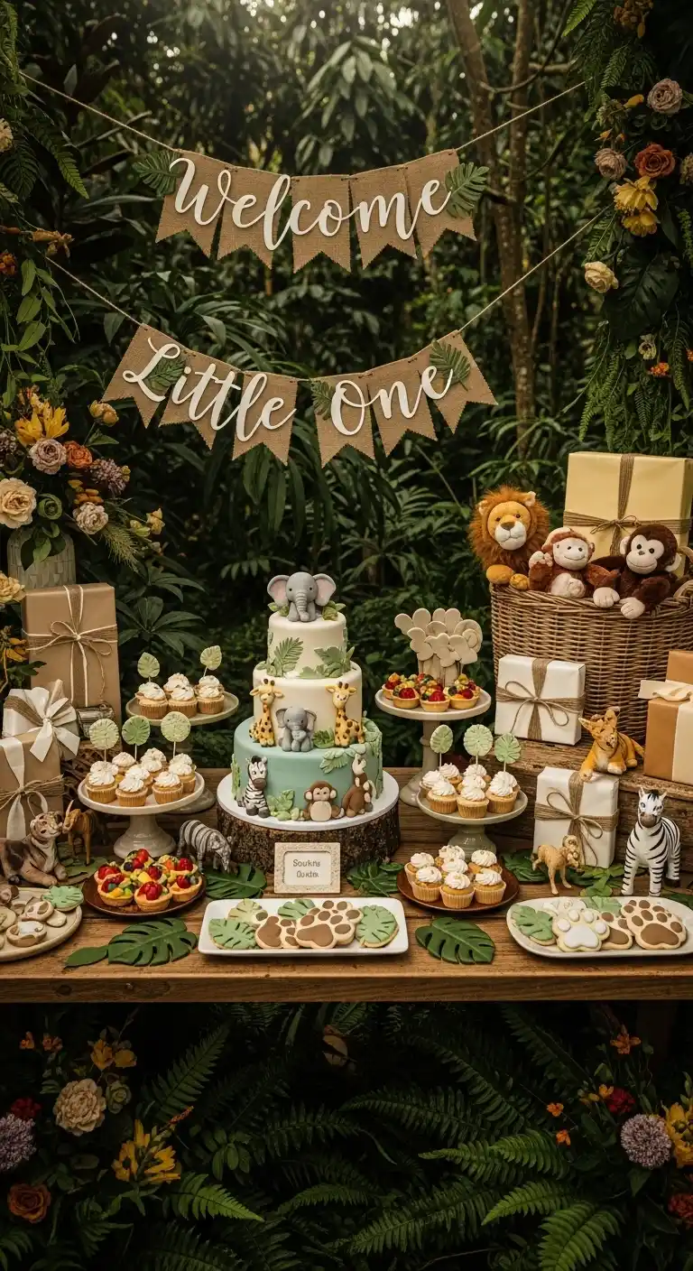 23 Elegant Neutral Baby Shower Ideas for a Perfect Day 20 16. Safari or Jungle Neutral Theme